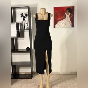 Black high slit midi dress